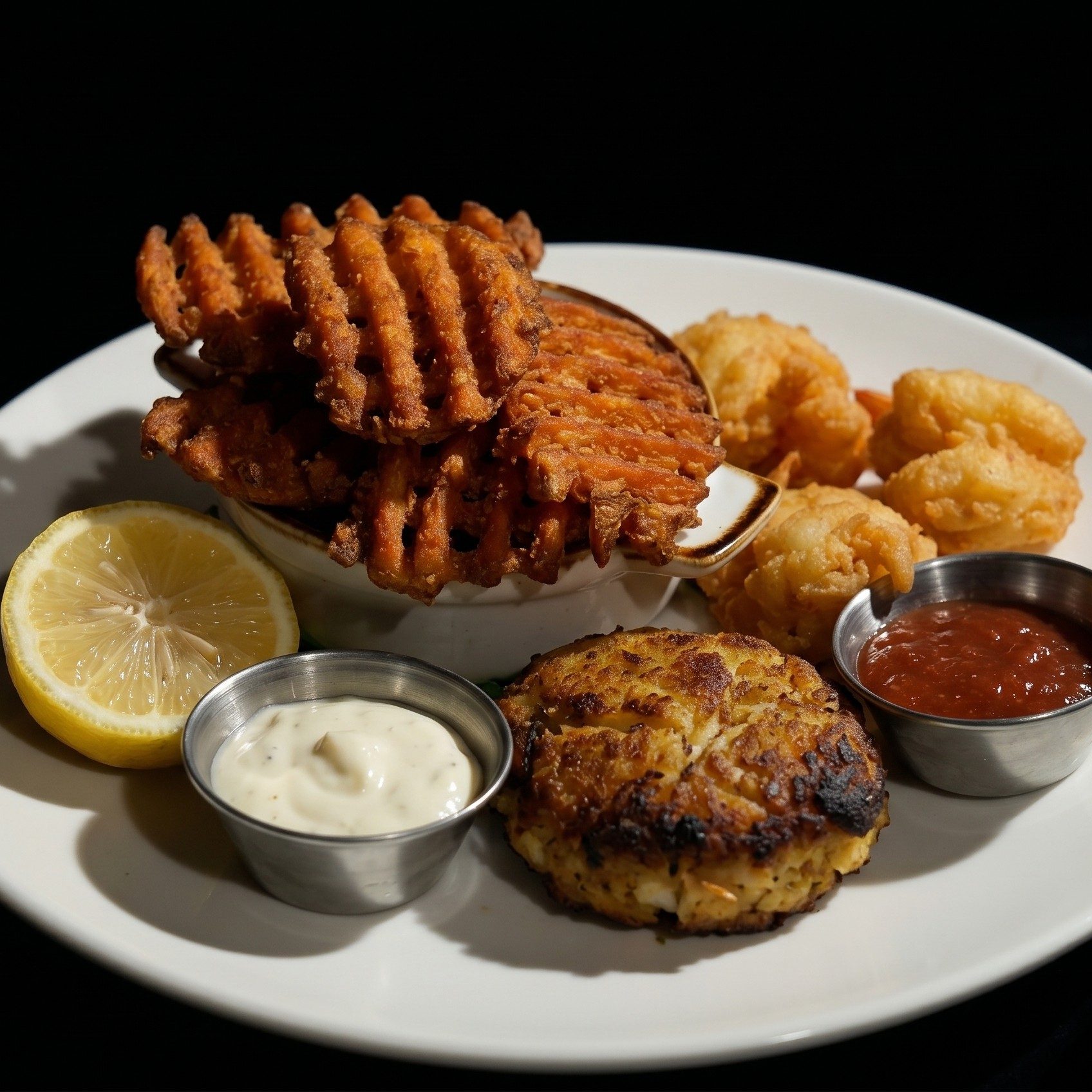 Crab Cake and Shrimp.